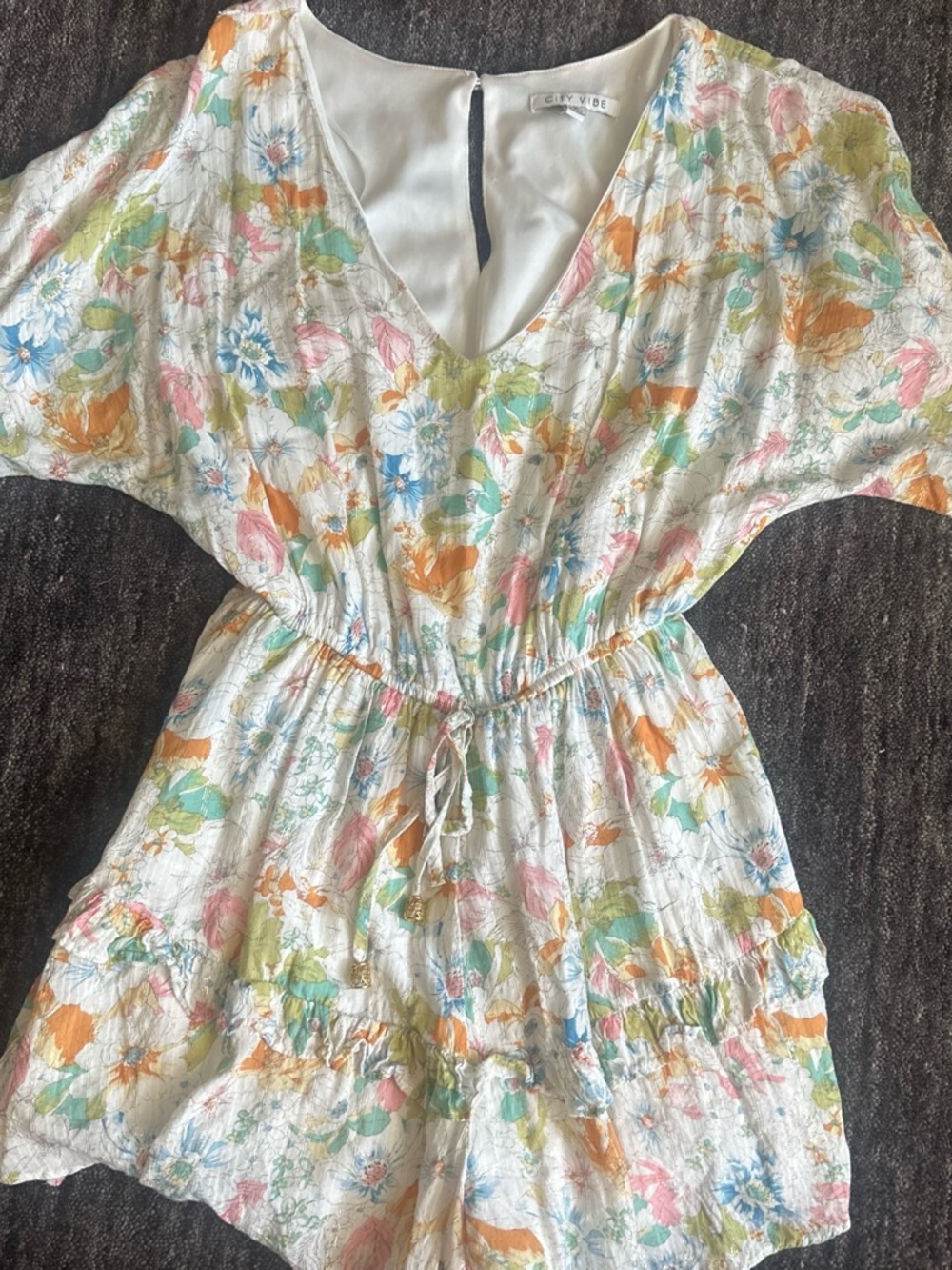City Vibe Floral Cotton-Blend Romper in Multi Pastel